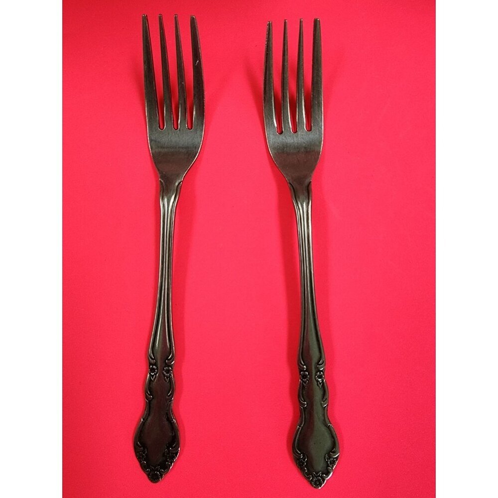 Northcraft Flatware 2 Dinner Forks Korea Floral Stainless Vintage